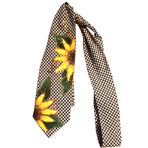 Vintage Ladies Hand Painted Tie Sunflowers Gold Embellished - £14.93 GBP