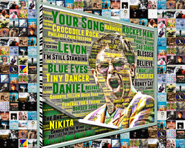 Elton John WordArt and Album Cover Song Title Mosaic Print Art  - £19.92 GBP+