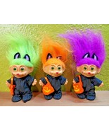 1990s Russ Berrie Lot of 3 Halloween Kitty Cat Trick-or-Treat Troll Doll... - $86.15