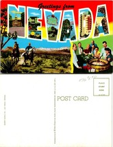 Nevada Greetings Cowboys Gambling Golden Nugget Casino Roulette Vintage Postcard - £7.50 GBP