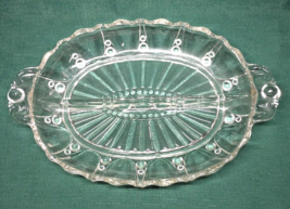 Divided Relish Dish, Anchor Hocking, Oyster &amp; Pearl Clear Depression Glass - £9.48 GBP