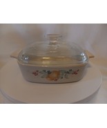 CORNINGWARE 1 QT ABUNDANCE FRUIT A-1-B SQUARE CASSEROLE DISH WITH PYREX LID - $333.59 MXN