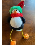 Stuffed Christmas Penguin With Santa Hat Plush Bean Bag Animal Toy 11&quot;  - £9.50 GBP