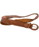 Vintage Womens Braided Belt 14 16 Brown Boho Accessory 2&quot; Wide Taiwan - $13.72