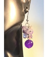 Amethyst Nugget and Purple Stone Drop Pierced Earrings - $21.95