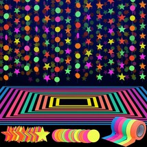127Ft Neon Party Supplies Set, 6 Colors 98.4Ft Uv Blacklight Reactive Tape, 29Ft - £23.97 GBP