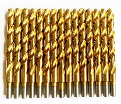 15 Craftsman Titanium 1/2" High Speed Steel Drill Bits Split Point Metal Gold - £70.32 GBP