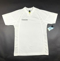 NEW Diadora T Shirt Jersey Mens S White V Neck Waffle Knit Striped Socce... - £14.70 GBP