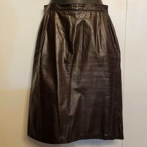 Genuine Leather Skirt size 9/10 VTG Brown Knee Length Pencil Outerwear P... - £31.10 GBP