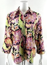 LRL Ralph Lauren Top Size Large Black Pink Lime Green Paisley Button Up Shirt - £25.33 GBP