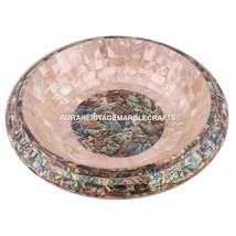 12&quot; Marble Inlaid Bowl Pauashell Mother of Pearl Stone Housewarming Deco... - £259.14 GBP