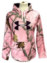 Womens Under Armour Pink Real Tree Camo Hoodie Sweatshirt Size Medium M - £24.21 GBP