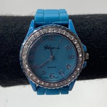 Ladies Geneva Teal Blue Quartz Fashion Watch Rhinestone Accents New Battery - £6.37 GBP