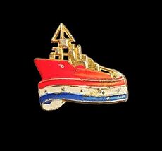 Vintage Navy Military Battleship Enamel Sweetheart Pin Brooch Red White ... - $19.06
