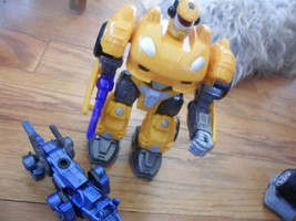 7"Yellow Hap-P-Kid Cybotronix MARS Attack Robo Squad robot +Tomy robot wolf - $15.72