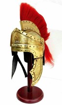 Medieval Greek Corinthian Helmet Red Plume Viking Spartan Armor Helmet Gift - £98.13 GBP