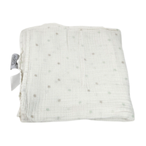 Aden And Anais Swaddle Muslin Cotton Baby Security Blanket White Tan Green Stars - $37.05