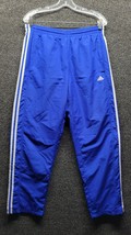 VTG 90’s Adidas TEAM Nylon Electric Blue Track Pants Men&#39;s Sz S Y2K Athletic Gym - £30.93 GBP