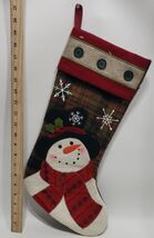 Hobby Lobby Plaid Pattern Snowman Embroidered Christmas Hanging  Stockin... - $31.73 CAD