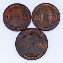 1923-1925 German 1 &amp; 2 Rentenpfennig Coin lot of 3 (AU-BU) KM # 30, 38 - $82.73