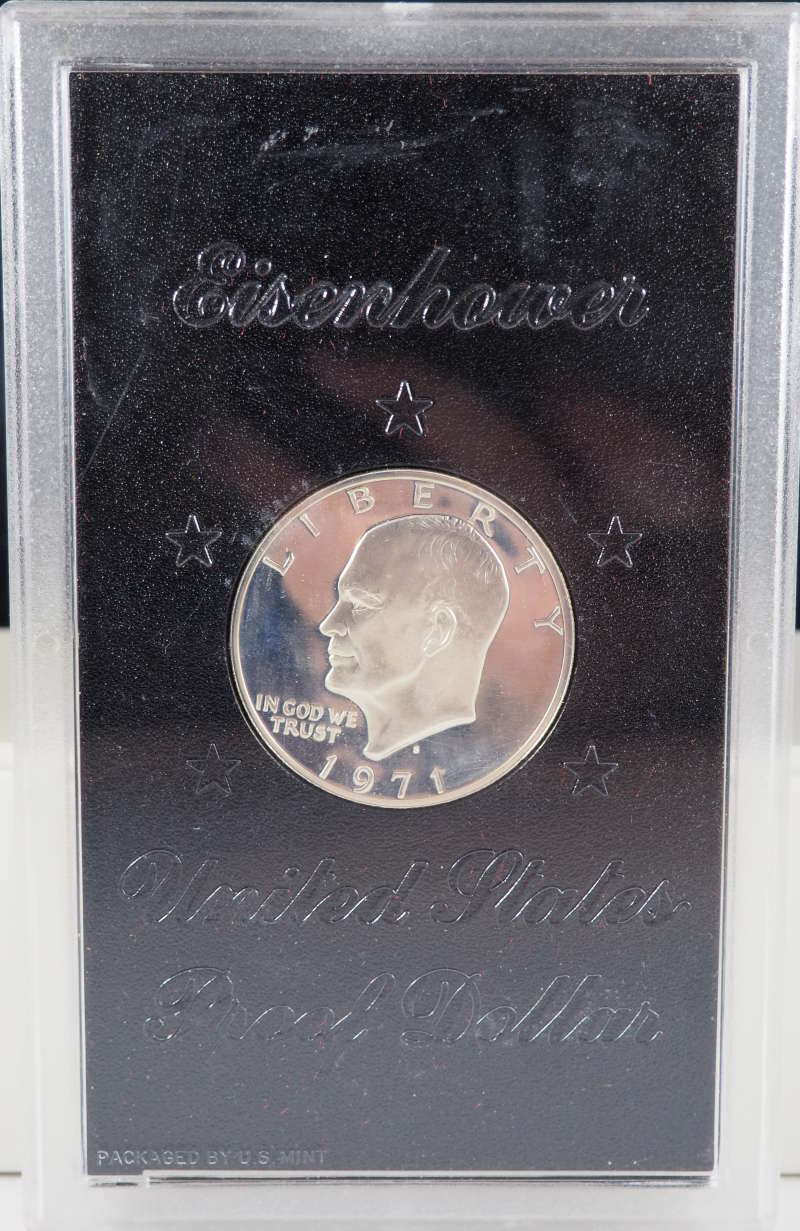 1971 S Eisenhower Dollar Ike 40% Silver Proof in Mint Holder US Coin SKU... - $19.95