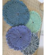 Hand Crocheted Blue Potholders Set Of 4 - £9.48 GBP