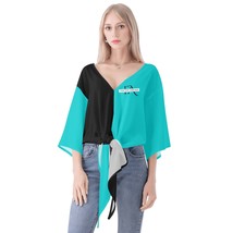 Turquoise And Black V-neck Streamers Top - £29.26 GBP