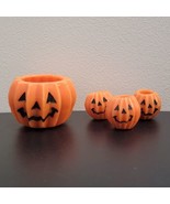 Vintage 80s Lot of 4 Halloween Pumpkin Candles - Unburned - $25.16 CAD