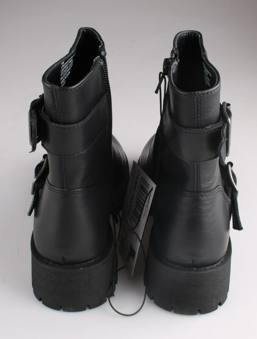 Steve Madden Damen 6 9 8 10 Knöchel Biker Kampfstiefel Kreuzfahrer Schwarz Leder Item image 2