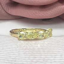 1.59 Ct Alternating Cushion Oval Cut Fancy Yellow Diamond Wedding Band 18k Gold - £2,768.49 GBP