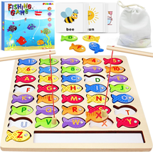 Toddler Toys for 2 3 Year Old Boy, Wooden Magnetic Fishing Game with Letter Card - £26.38 GBP