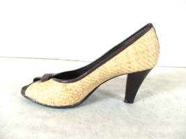 Laura Ashley Beige Brown Textured Peep Toe Pumps Heels Shoes Women&#39;s 7 M... - £18.42 GBP