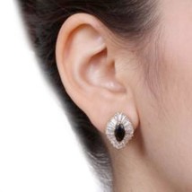 Marquise Baguette White Diamond Alternatives Earrings 14k White Gold Ove... - $37.23