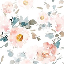 Elegant Watercolor Pink White Flowers Peel And Stick Wallpaper, 17.7&quot; X 118.1. - £28.44 GBP