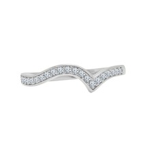 0.33CT Rund Schliff Verlobung Gebogen Winkel V-Band Ring 14K Weiß Vergoldet - $82.32