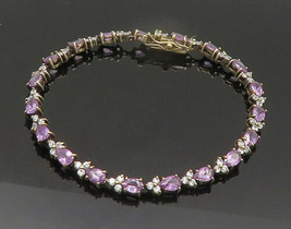 925 Sterling Silver - Vintage Mystic Topaz Gold Plated Chain Bracelet - BT8607 - £55.61 GBP