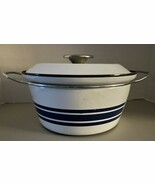Cathrineholm White Blue Stripe Band Small Enamel Pot Pan w Lid RARE Vtg ... - $56.15 CAD