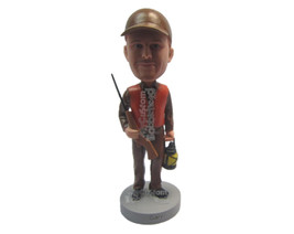 Custom Bobblehead Male Hunter Wearing Vintage Hunting Outfit With A Riffle And K - £69.82 GBP