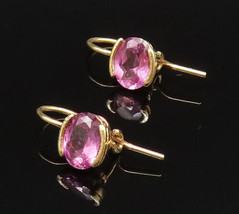 925 Silver - Vintage Fancy Gold Plated Purple Spinel Drop Earrings - EG1... - £24.98 GBP