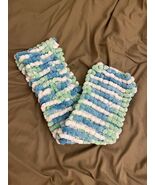 Cozy Handknit Scarf in Blue, Green &amp; White - $450.16 MXN