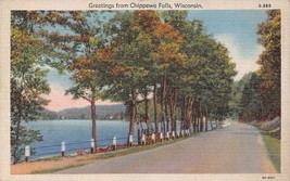 Chippewa Falls WISCONSIN~1948 Greetings Postcard - £7.29 GBP