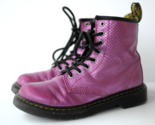 Dr Martens Kids Boots Metallic Reptile Emboss Croc Hot Pink 1460 J Size ... - £23.49 GBP