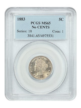 1883 5C PCGS MS65 (No CENTS) - $356.48