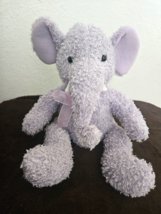 Purple Elephant Plush Stuffed Animal Curly Fur Short White Tusks Unbranded - $34.63