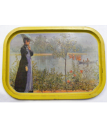 Vintage Decorative Enamel Serving Tray Victorian Era Design Hong Kong 4-f - €33,76 EUR