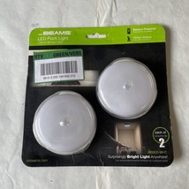 Mr. Beams White Battery Powered LED Puck Light 2 Pack New 30 Lumens MB80... - £11.66 GBP