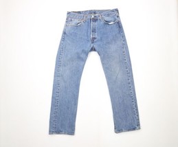 Levis 501 Mens Size 34x30 Faded Original Fit Button Fly Denim Jeans Pants Blue - £38.88 GBP