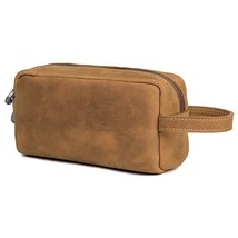 Leather Travel Cosmetic Bag For Men Travel Toiletry Bag Dopp Kit Organizer Large - £82.42 GBP