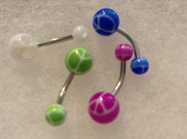 set of 4 peace sign ball Belly Navel Ring rings lot NEW - £3.11 GBP