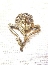 Vintage Art Déco Mujer Colgante Bronce Broche - £32.04 GBP